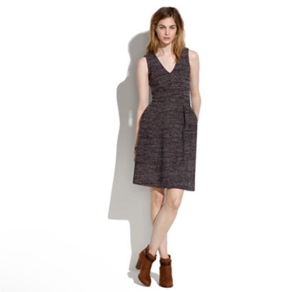 Madewell Terrace Twill Dress Burgandy Knit Sleeveless V neck